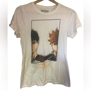 Haikyu 3rd season anime short sleeve cotton White Graphic T-Shirt ladies large